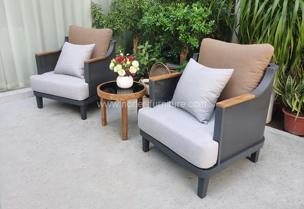 Fashion Outdoor Sofa Aluminum Frame Upholstered Armchair