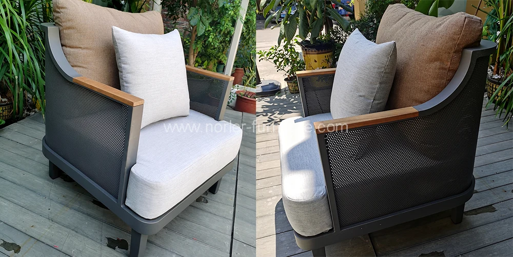 Fashion Outdoor Sofa Aluminum Frame Upholstered Armchair