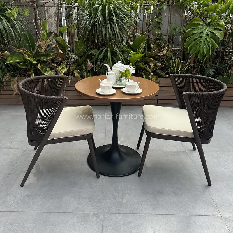 Zunanji aluminijasti okvir ročno tkani balkon set olefin vrvi