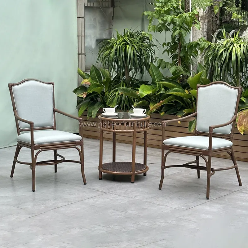 Zunanji aluminijasti lesni zrn PE rattan set balkona