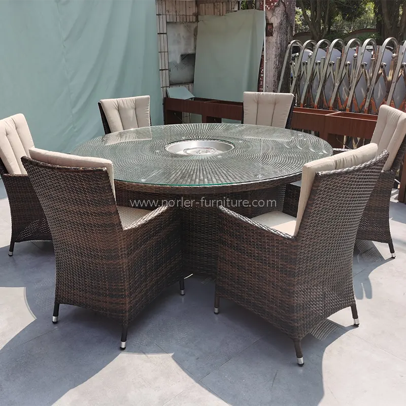 Zunanji moderni aluminijasti okvir PE Rattan Dining Set