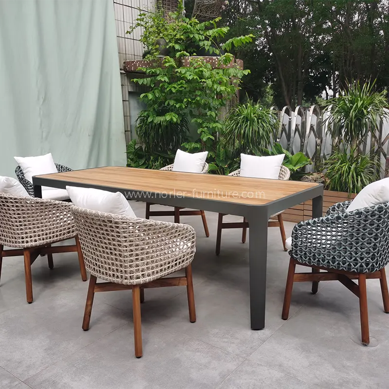Aluminijast okvir za tik Aluminija PE Rattan Jedilni komplet